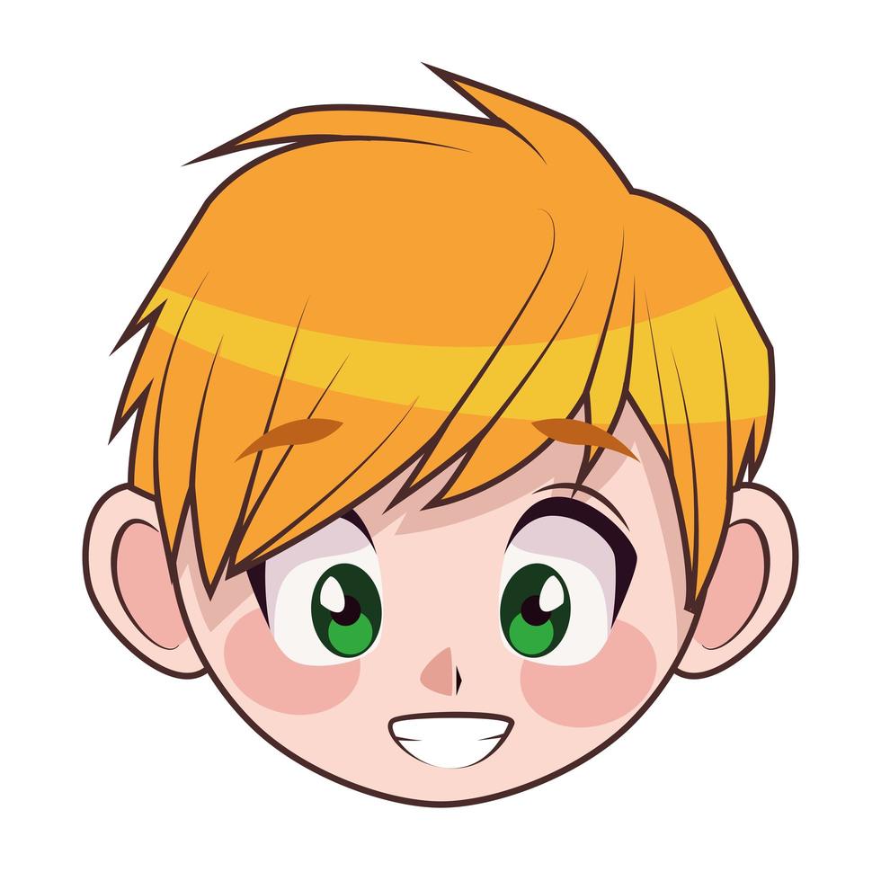 young blond teenager boy kid head character vector