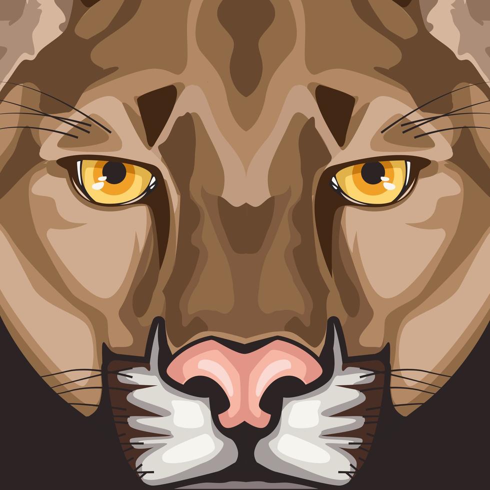 puma, animal, salvaje, cabeza, carácter, icono vector