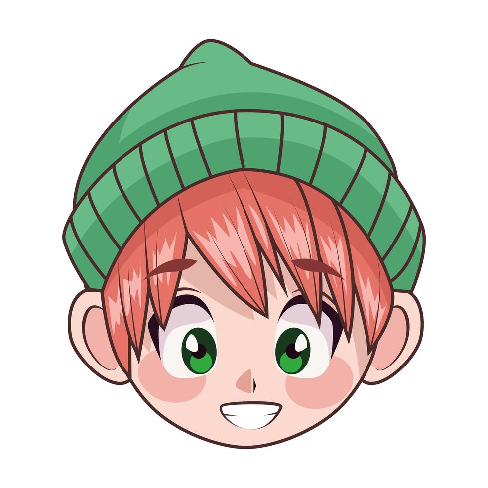 young teenager boy kid with hat head character vector