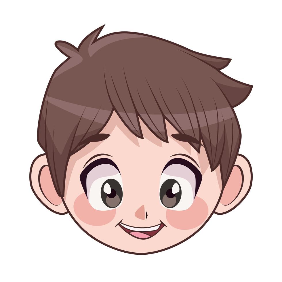 young teenager boy kid head character vector