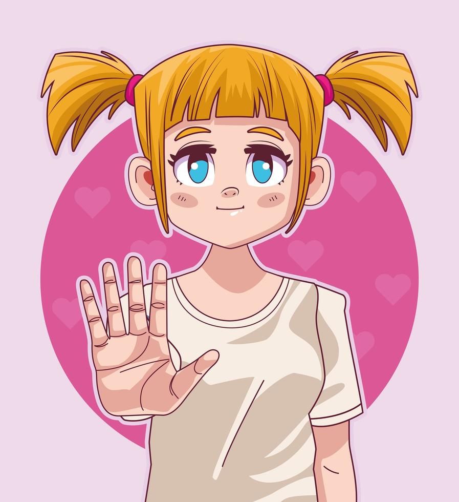 cute little girl comic manga character vector