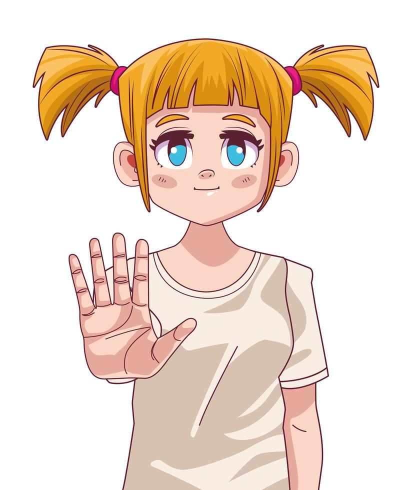 lindo personaje de manga cómica de niña pequeña vector