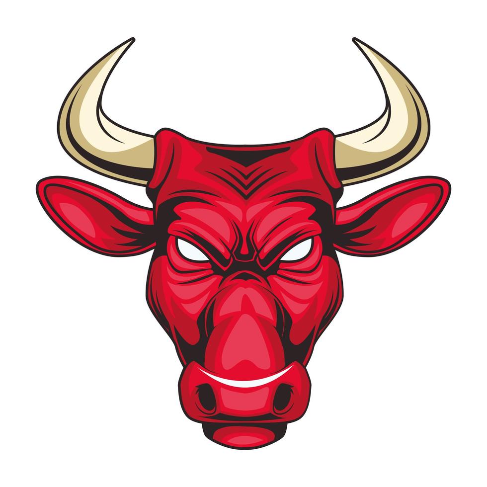 bull animal wild head colorful character vector