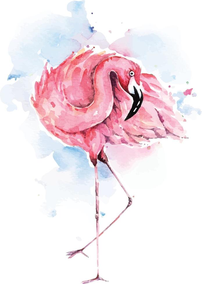 pink flamingo watercolor 6 vector