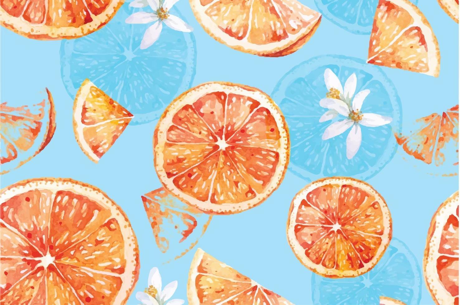 Seamless pattern of tangerines 22 vector