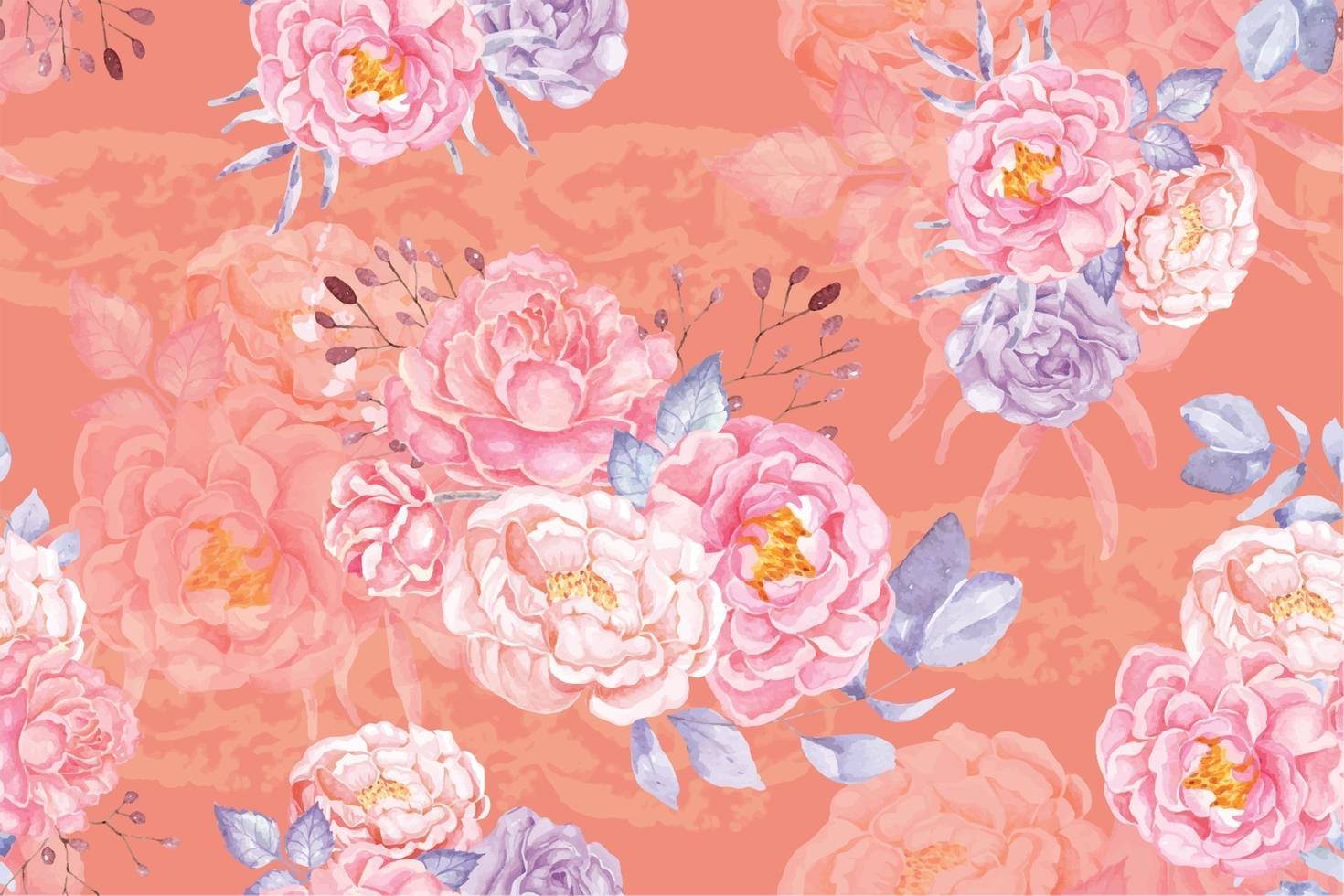 Rose seamless pattern with watercolor 22 vector