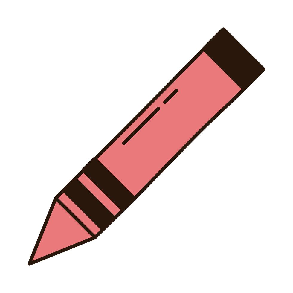 línea de suministro de crayón de color de educación escolar e ícono de estilo de relleno vector