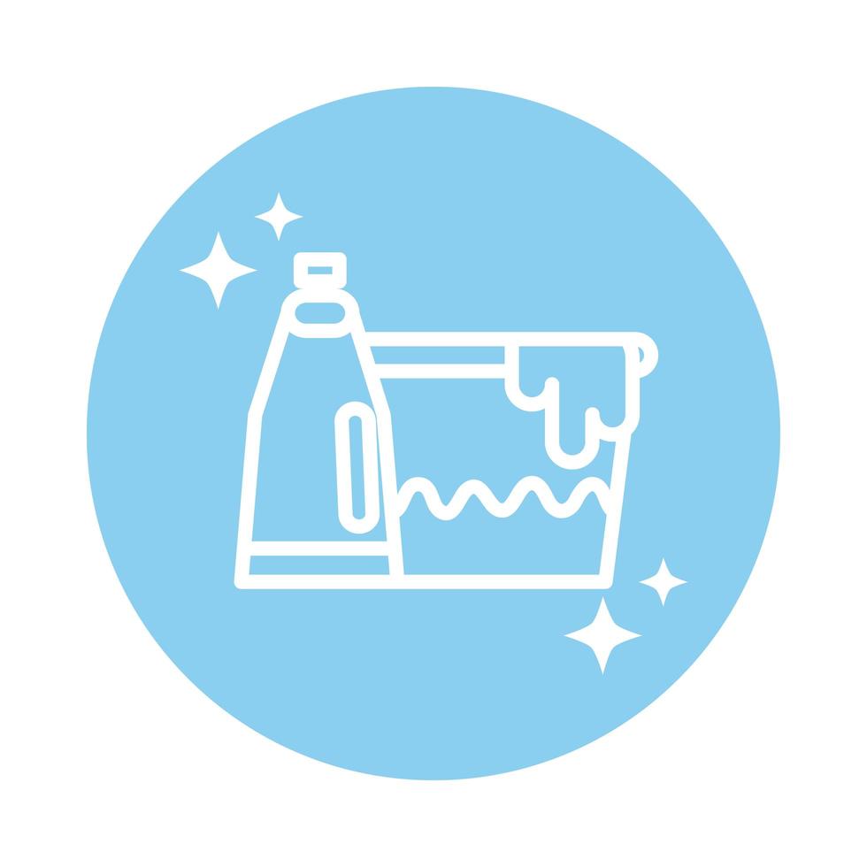 Limpieza del lavabo de plástico con botella de detergente icono de estilo de color de bloque de higiene doméstica vector
