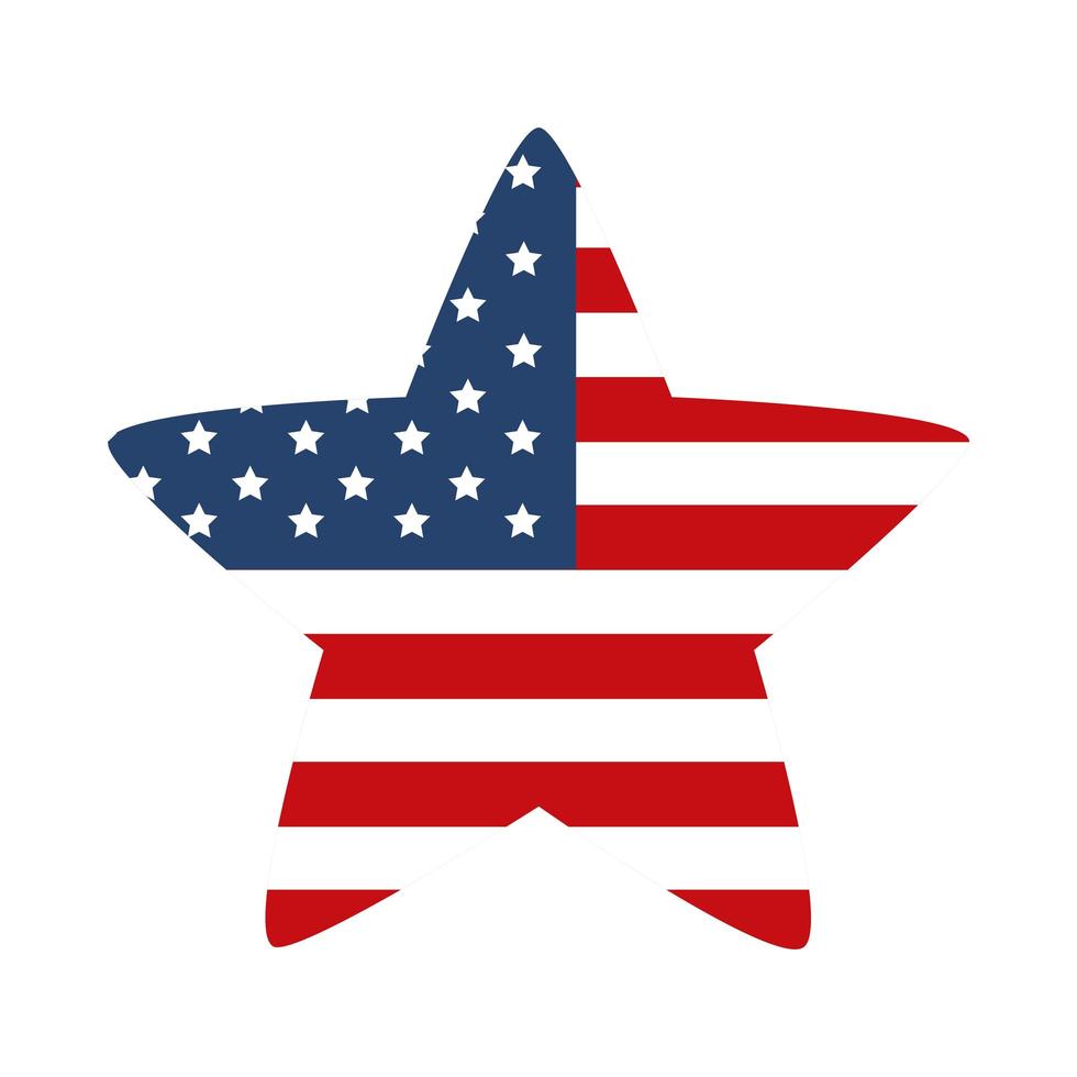 memorial day flag shaped star emblem american celebration flat style icon vector