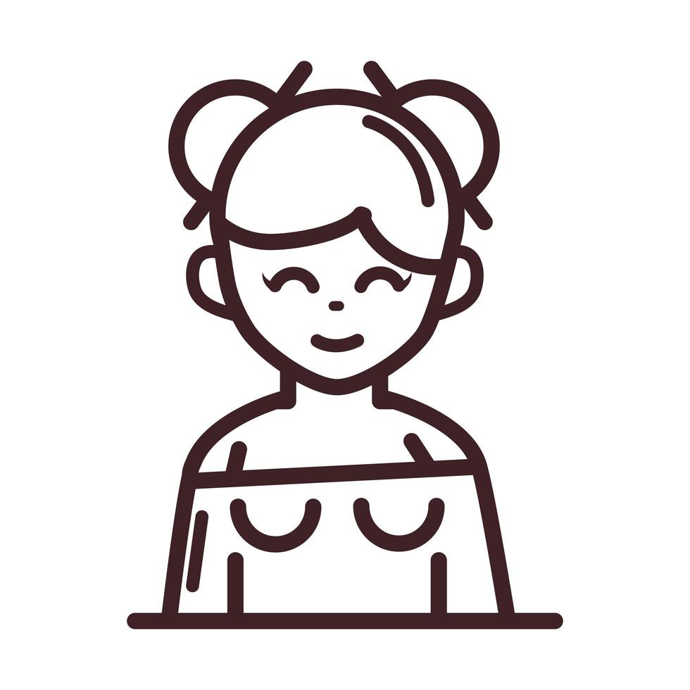 avatar woman female character portrait cartoon line style icon vector