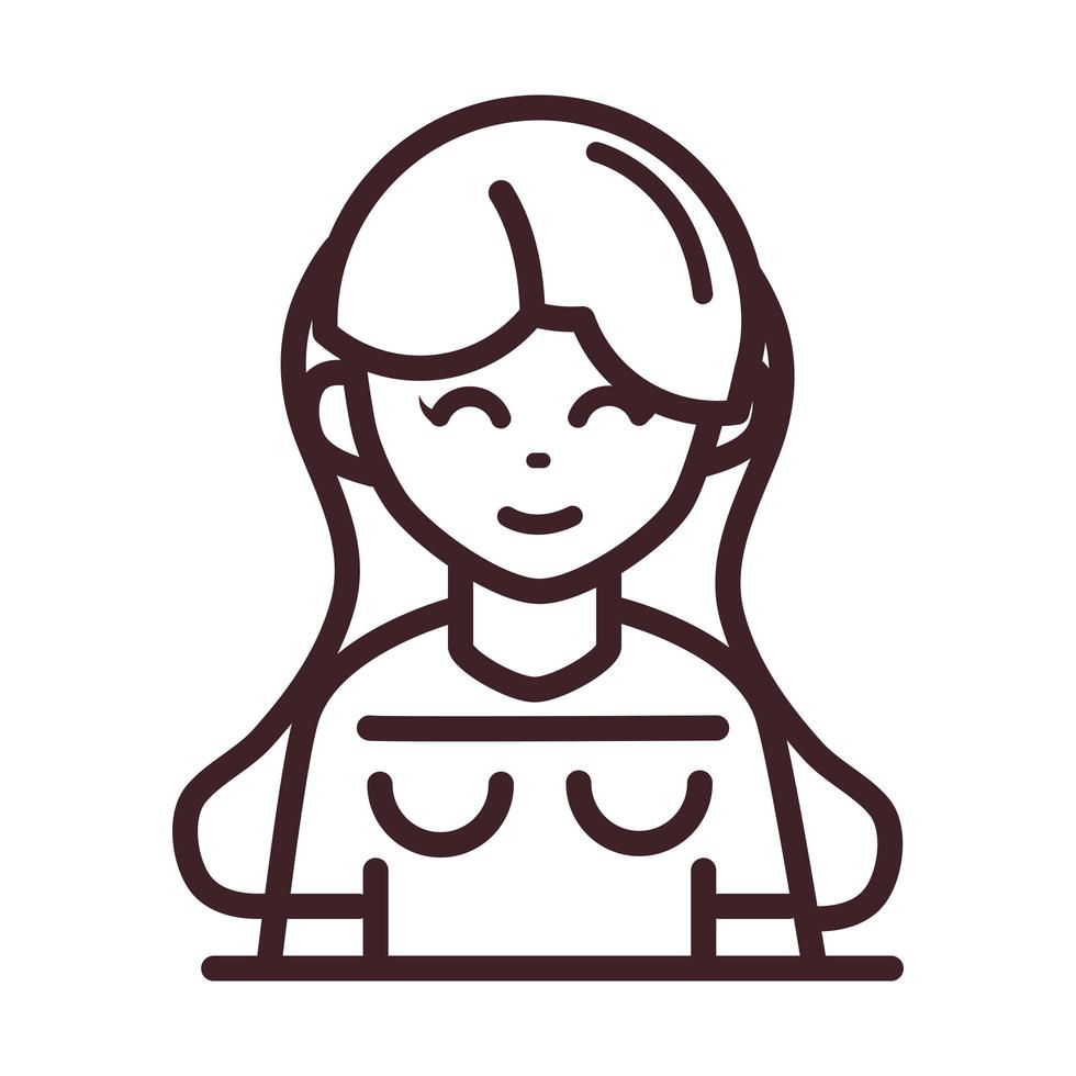 avatar woman female character portrait cartoon line style icon vector