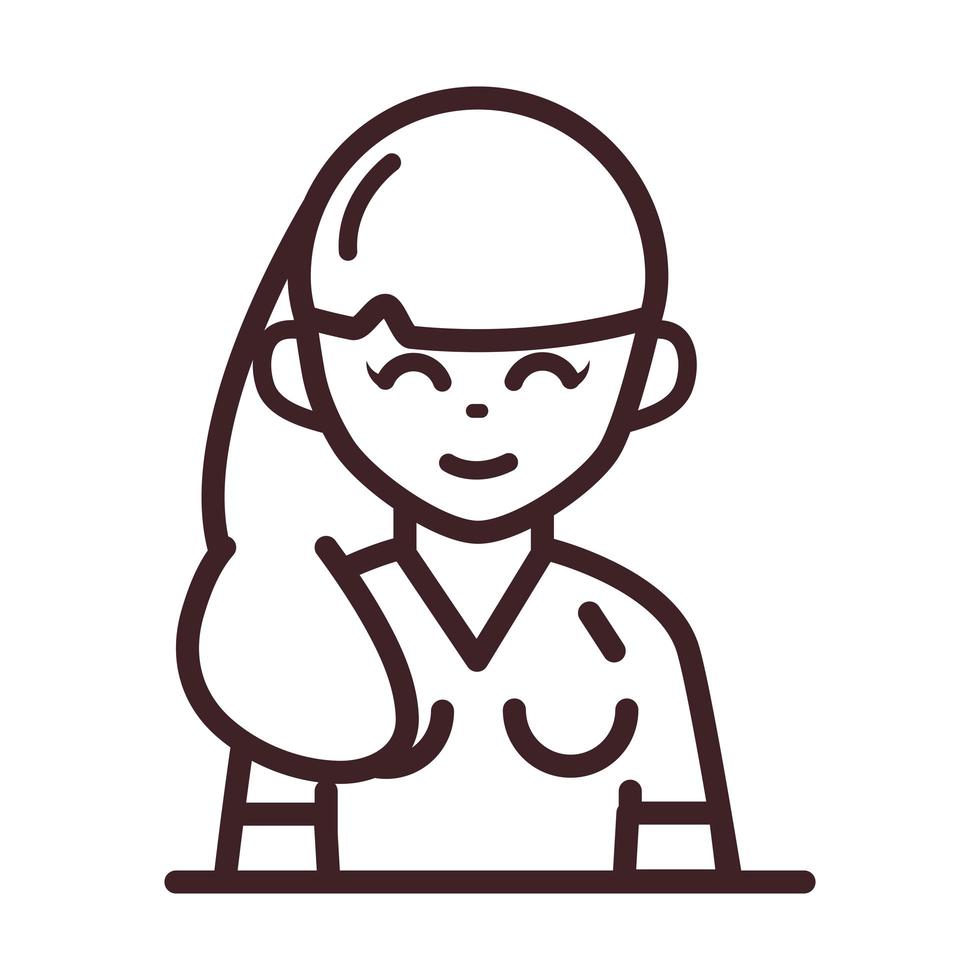 avatar woman female character portrait cartoon line style icon vector
