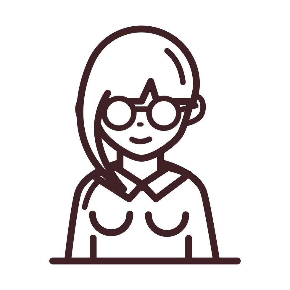 avatar woman female character portrait cartoon line style icon vector