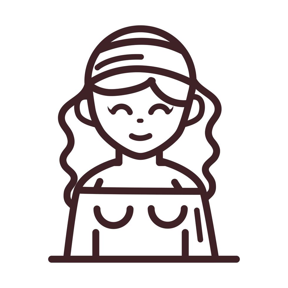 avatar mujer personaje femenino retrato dibujos animados línea estilo icono vector