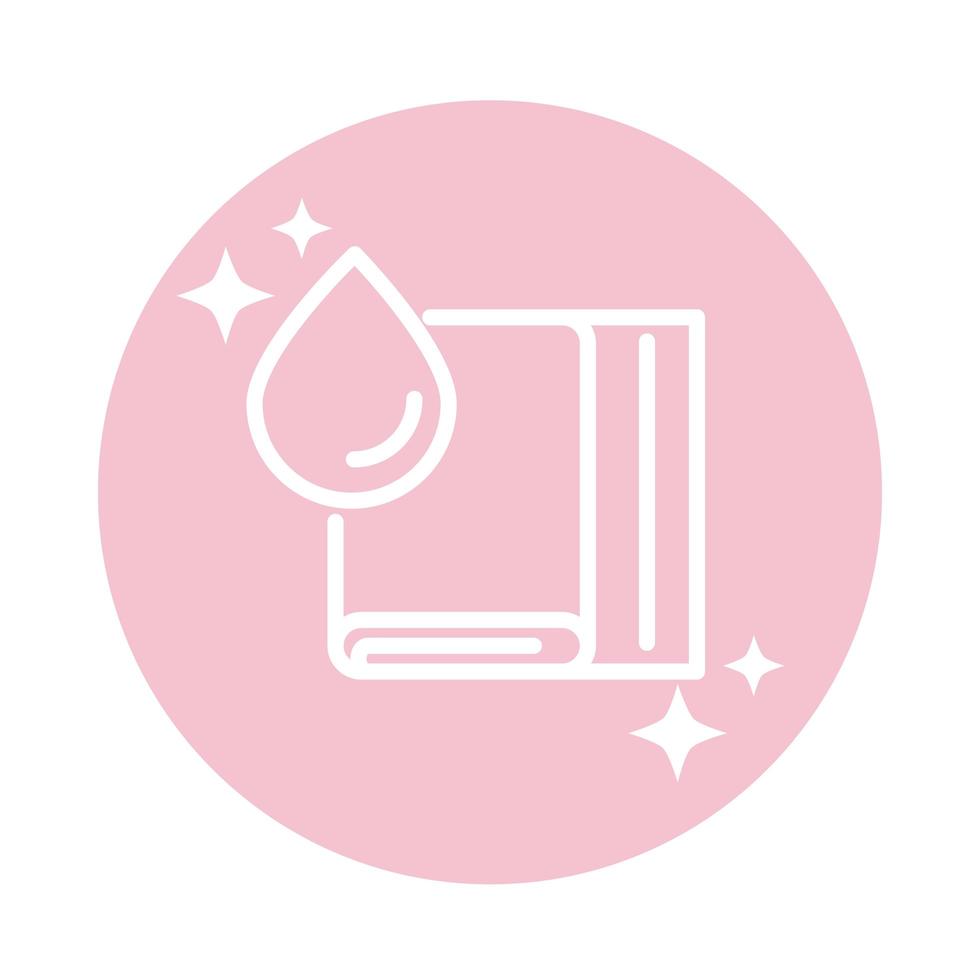 cleaning folded towel water drop laundry domestic hygiene block color style icon vector