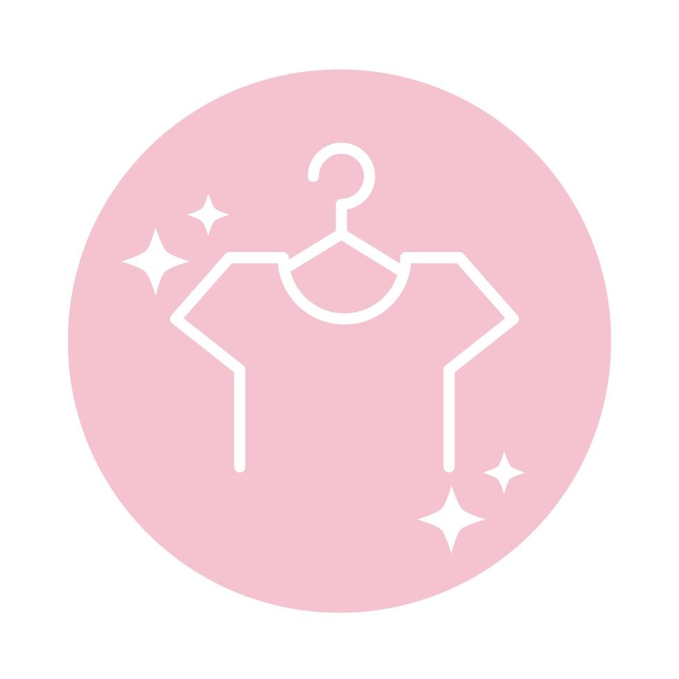 cleaning shirt with hanger laundry clothes domestic hygiene block color style icon vector