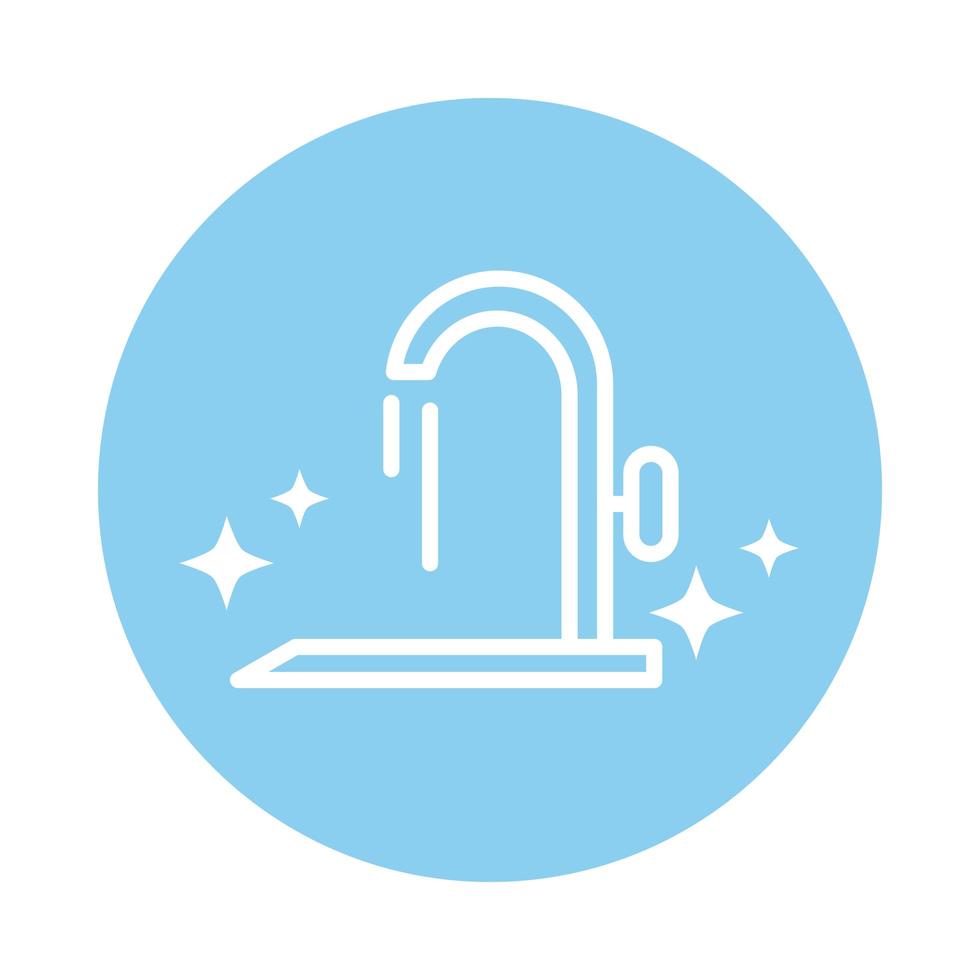 cleaning sink tap water drops domestic hygiene block color style icon vector