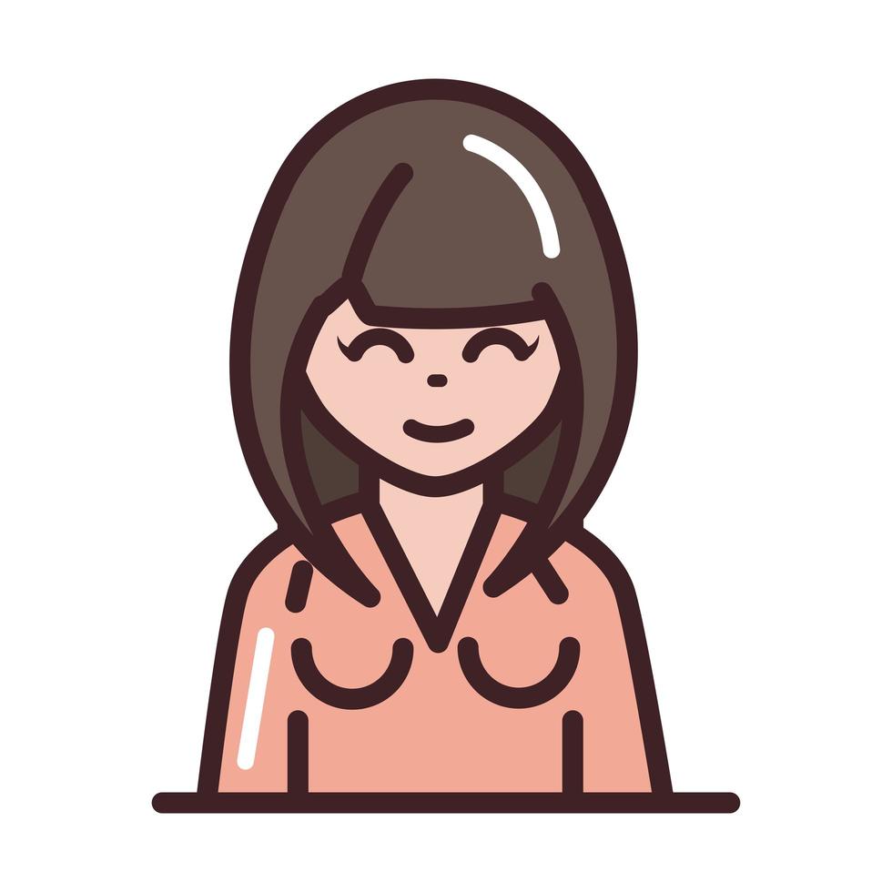 avatar mujer personaje femenino retrato línea de dibujos animados e icono  de estilo de relleno 2508715 Vector en Vecteezy