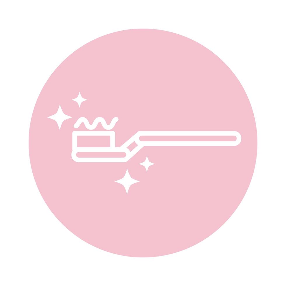 cleaning toothbrush with toothpaste hygiene oral hygiene block color style icon vector