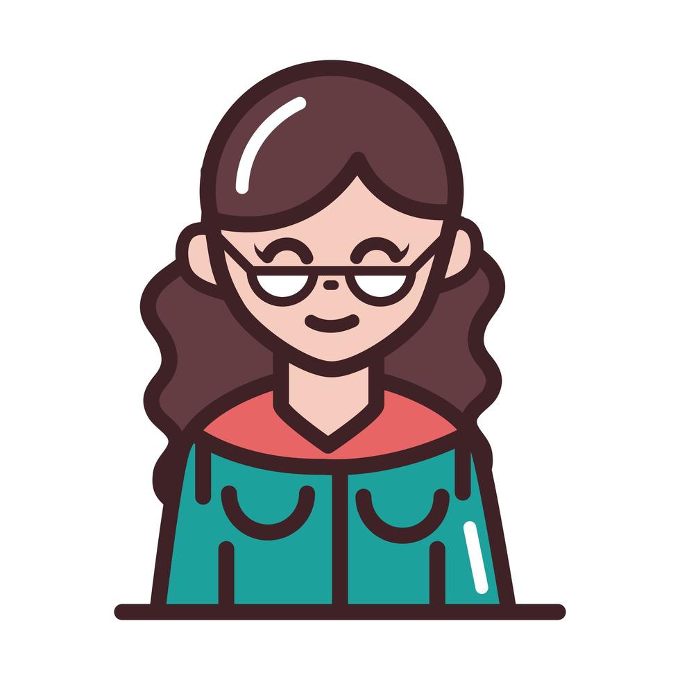 avatar mujer personaje femenino retrato línea de dibujos animados e icono  de estilo de relleno 2508731 Vector en Vecteezy
