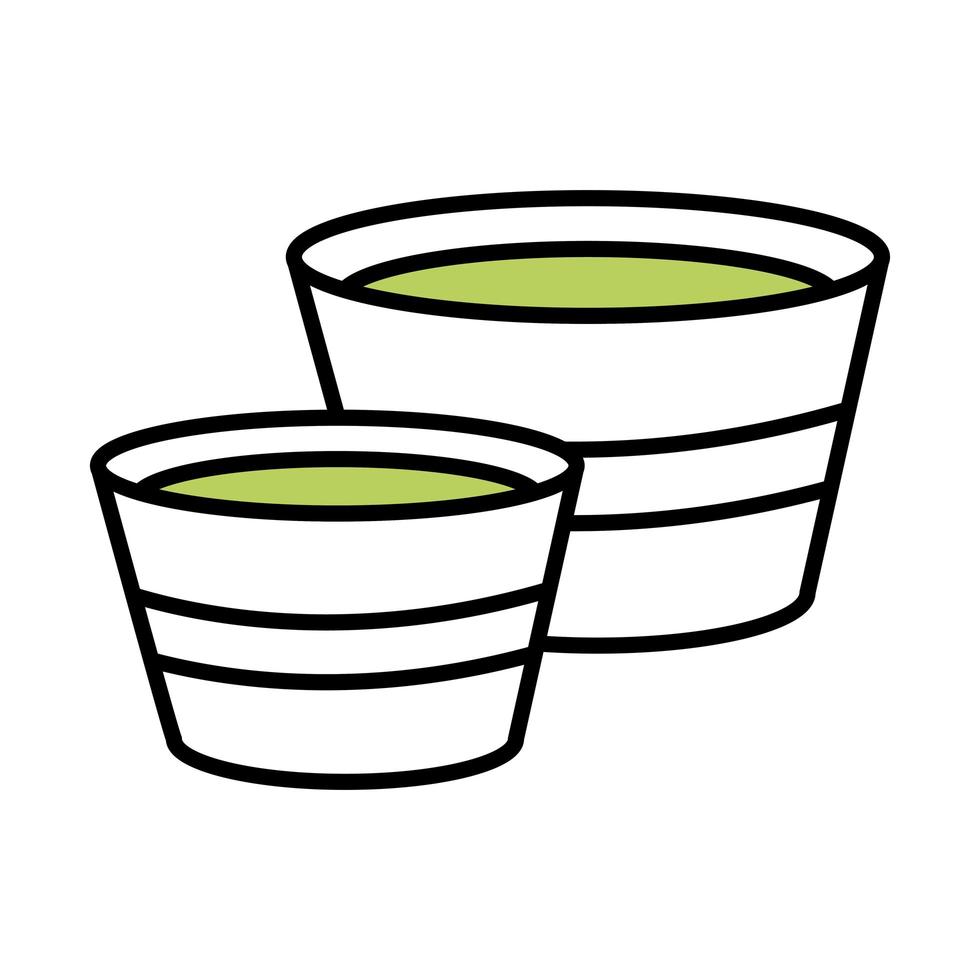 sushi menú oriental salsa de wasabi en la línea de tazas y el icono de estilo de relleno vector