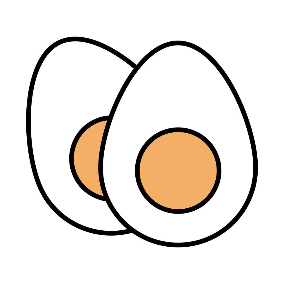 sushi menú oriental huevos duros comer línea e icono de estilo de relleno vector