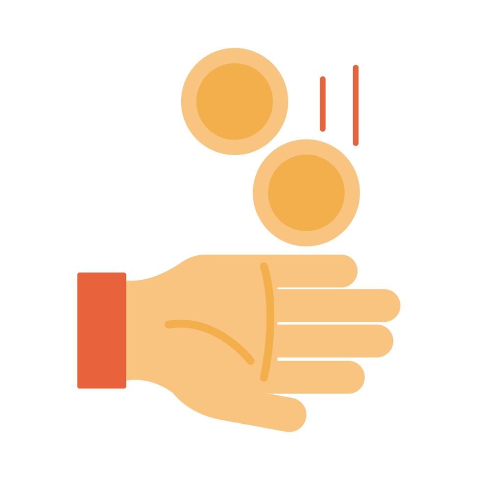 hand with coins charity ramadan arabic islamic celebration tone color icon vector