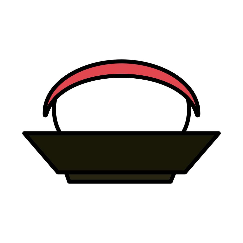 sushi oriental menu in bowl food line and fill style icon vector