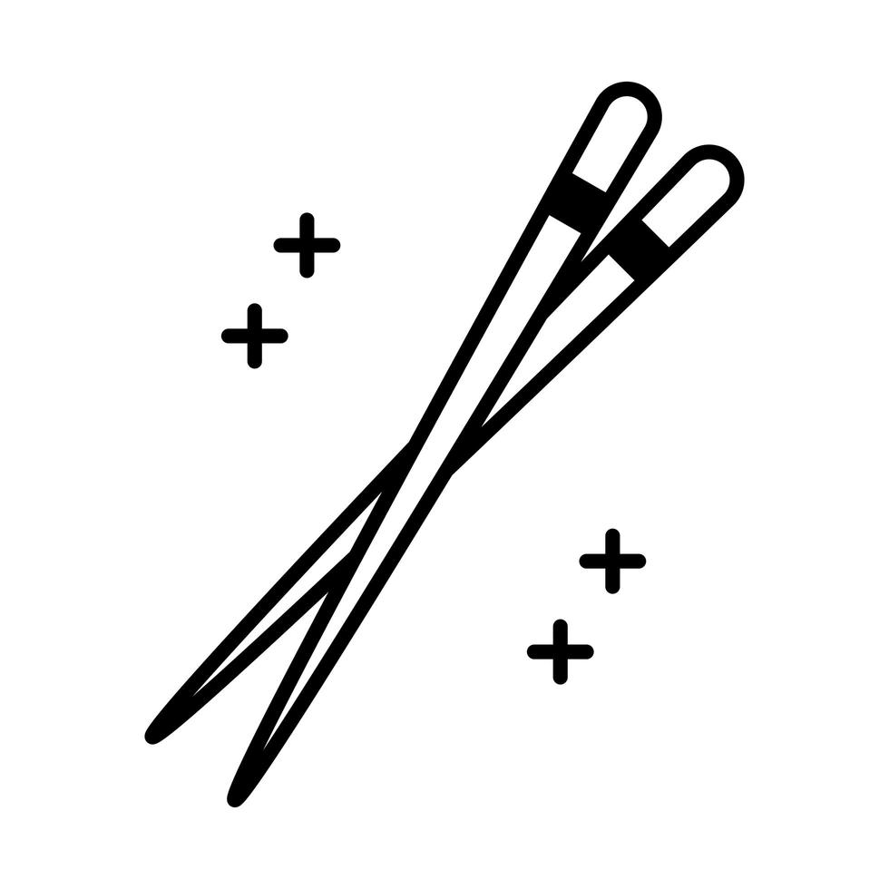 sushi oriental menu chopsticks culture line style icon vector