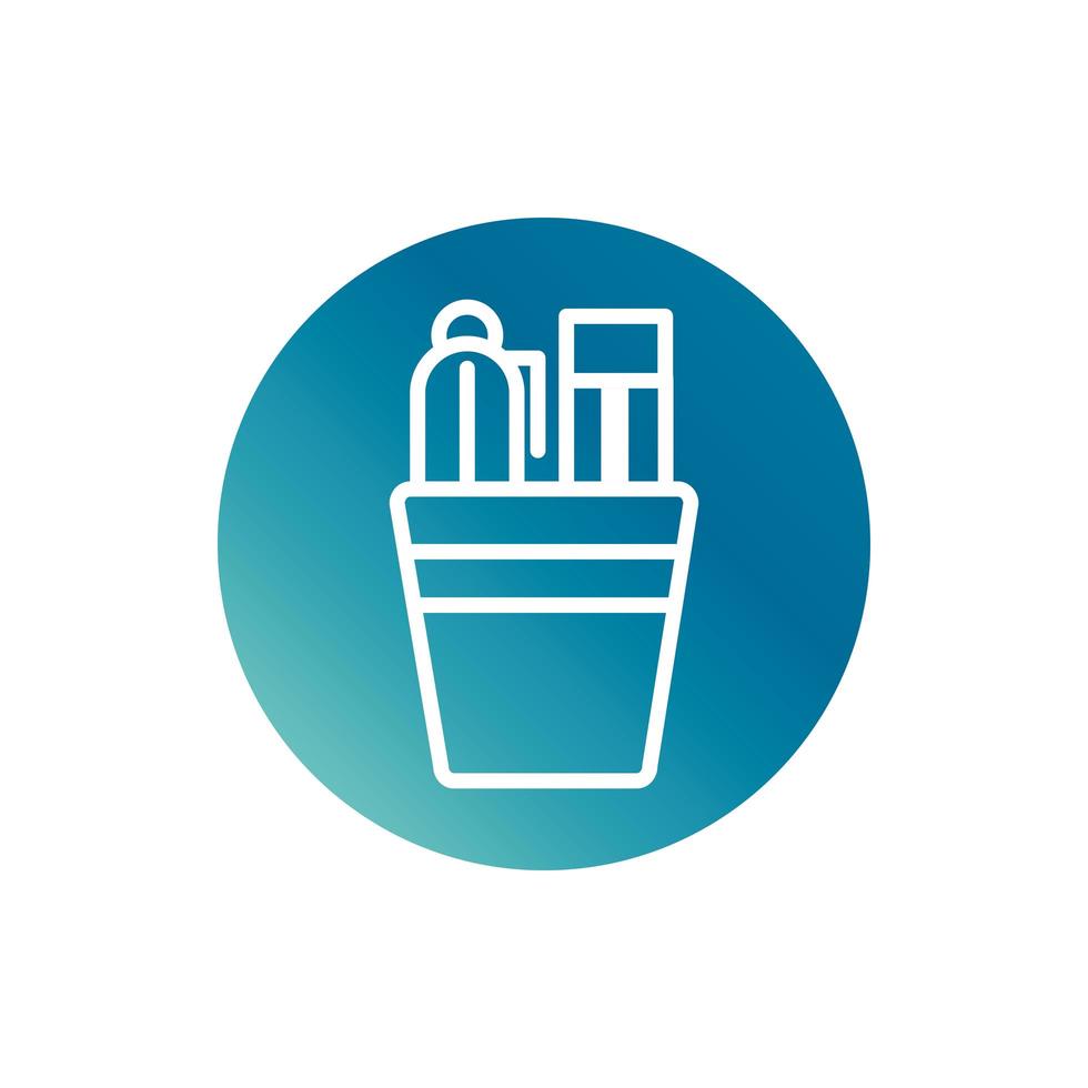 office pen pencil in cup stationery supply block gradient style icon vector