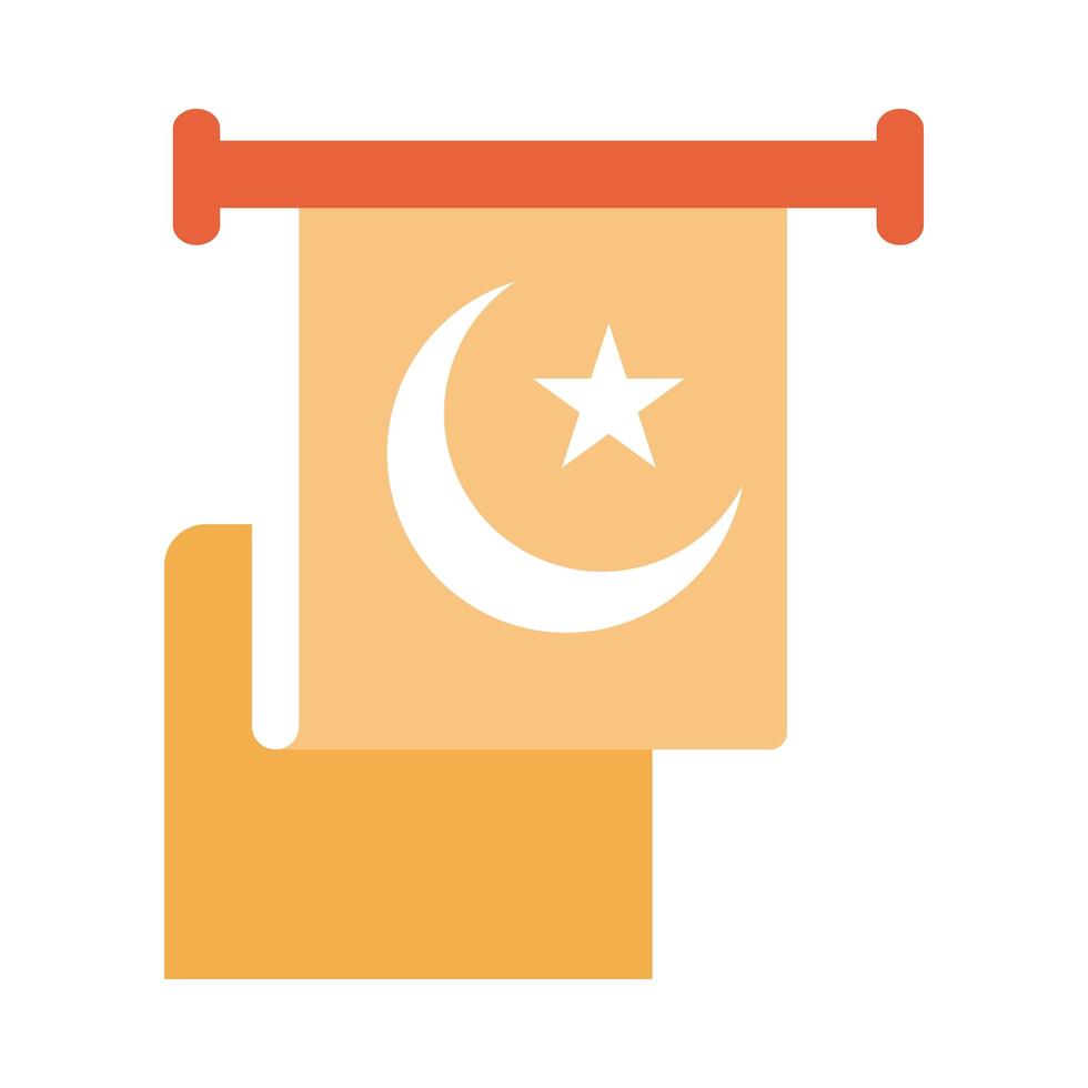 pennant with moon star emblem ramadan arabic islamic celebration tone color icon vector