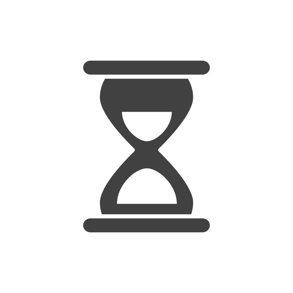 Reloj de arena de oficina reloj tiempo suministro empresarial silueta sobre fondo blanco. vector