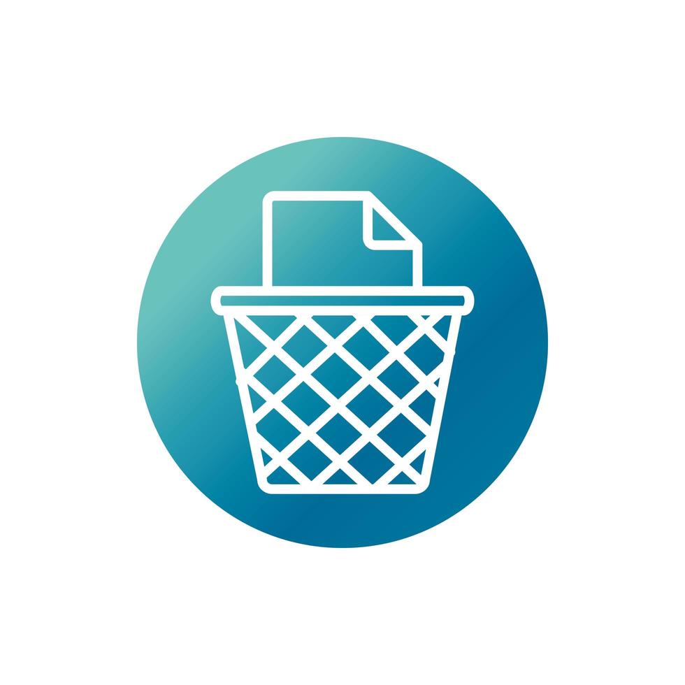 office trash can paper garbage supply block gradient style icon vector