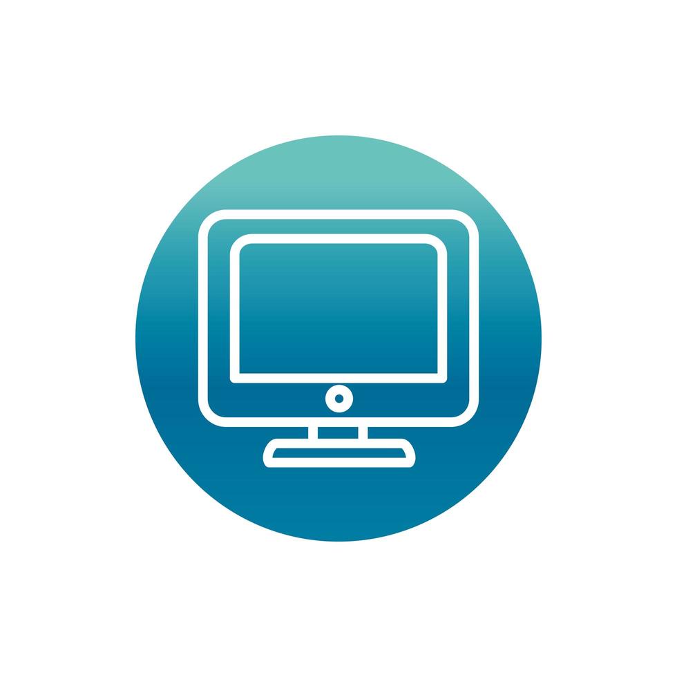 office computer monitor technology supply block gradient style icon vector