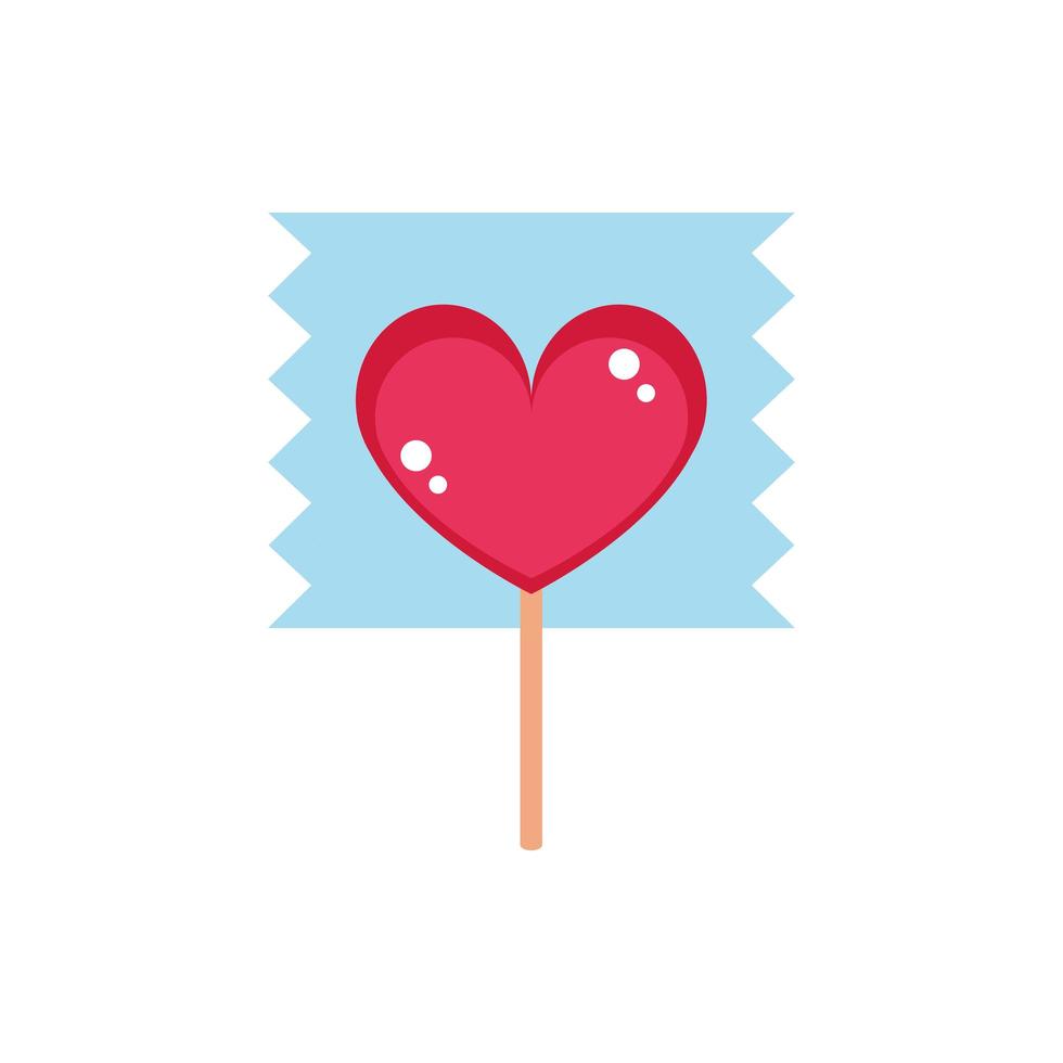 lollipop shaped heart wrapped sweet confectionery snack food candy vector