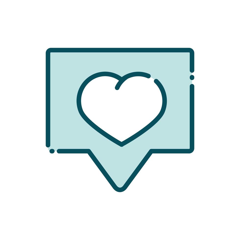 love heart speech bubble social media line and fill vector