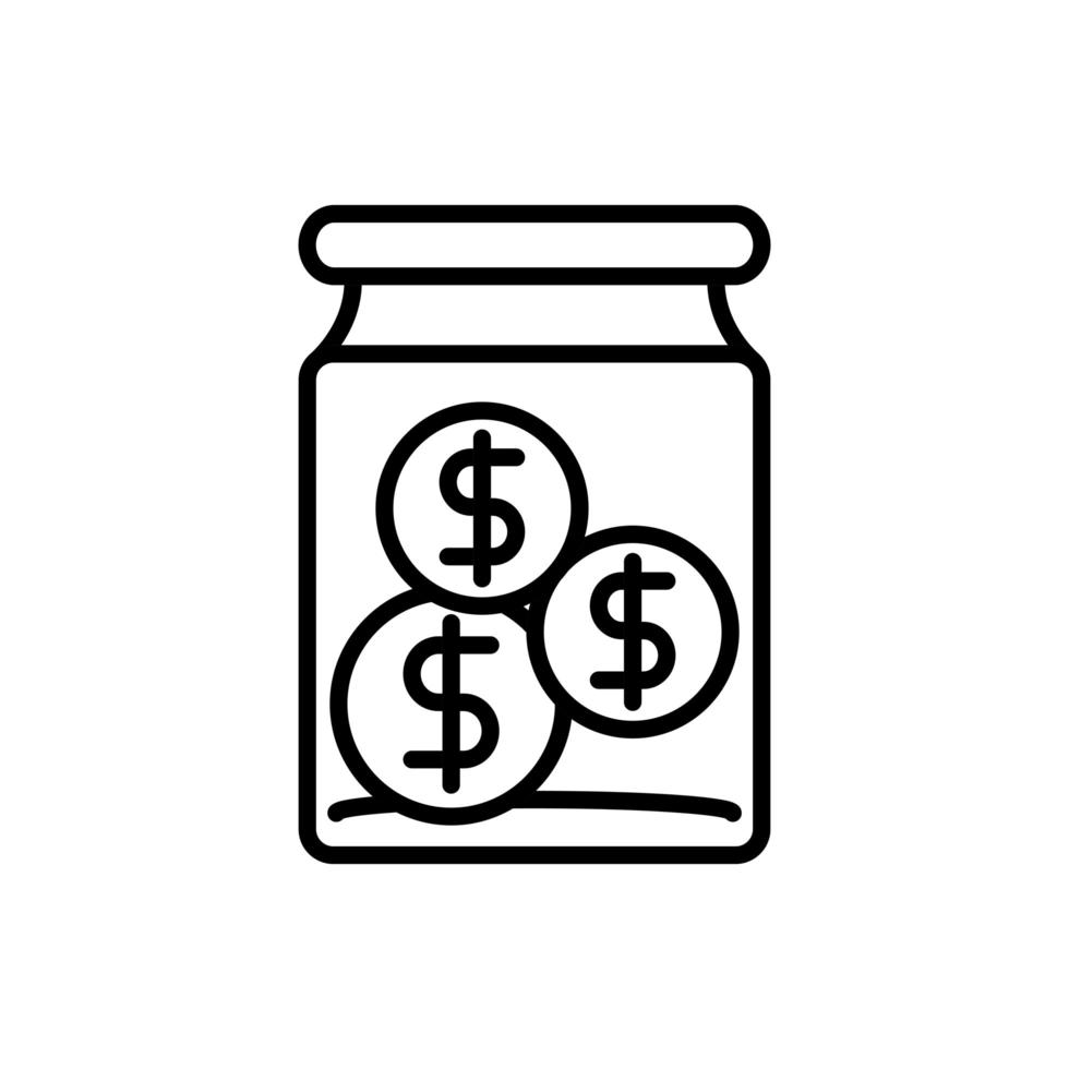 jar glass with coins business cash money line design vector