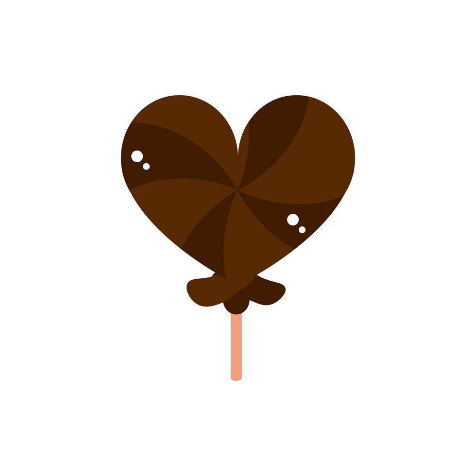 chocolate piruleta en forma de corazón dulce confitería bocadillos dulces vector