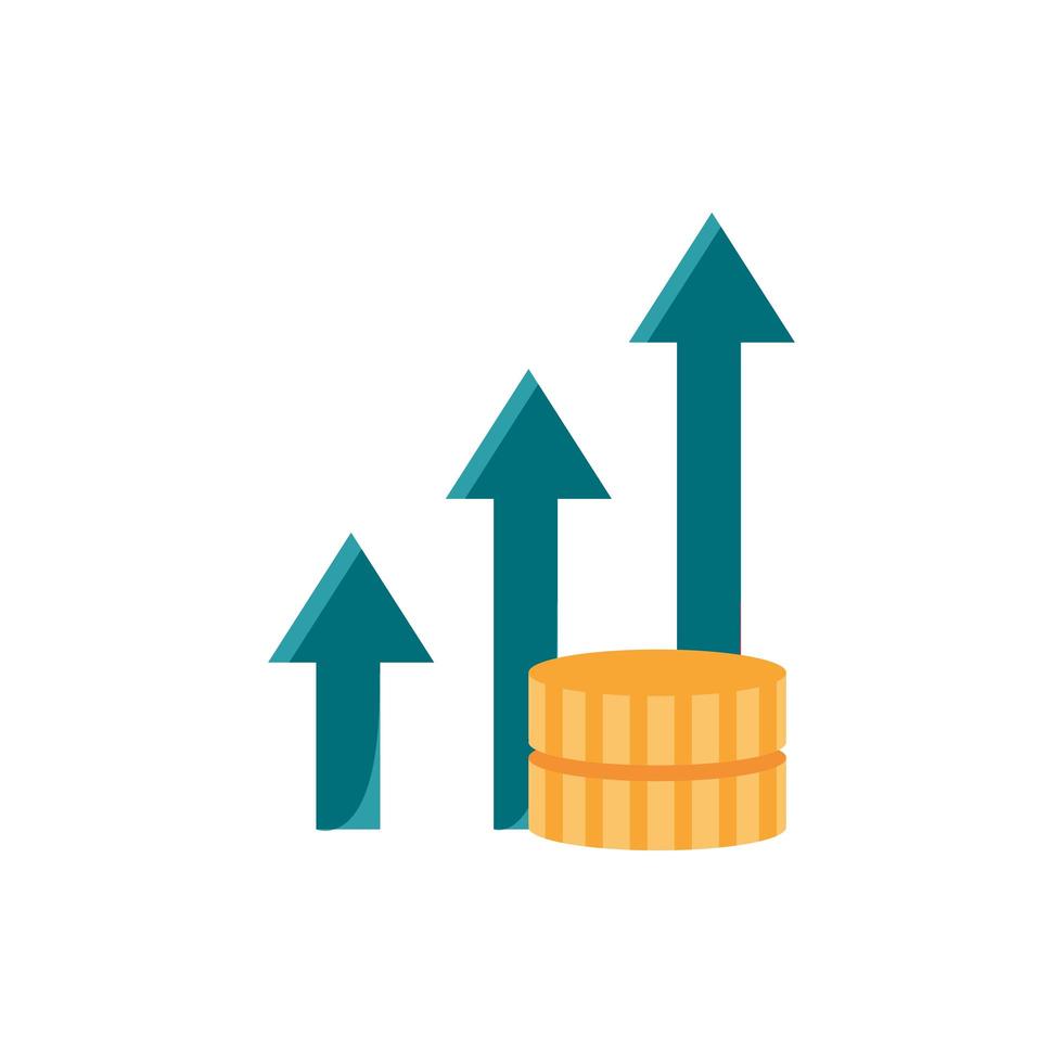 growth arrows report coins money business finance vector