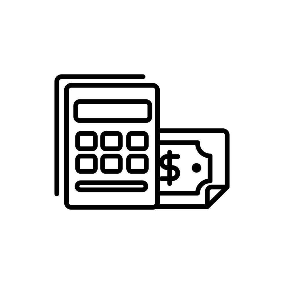 calculadora, billete, banco, negocio, efectivo, dinero, línea, diseño vector