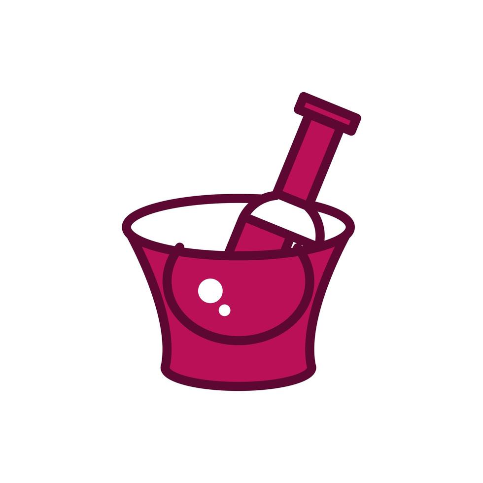 wine bottle ice bucket celebration drink beverage icon line and filled vector