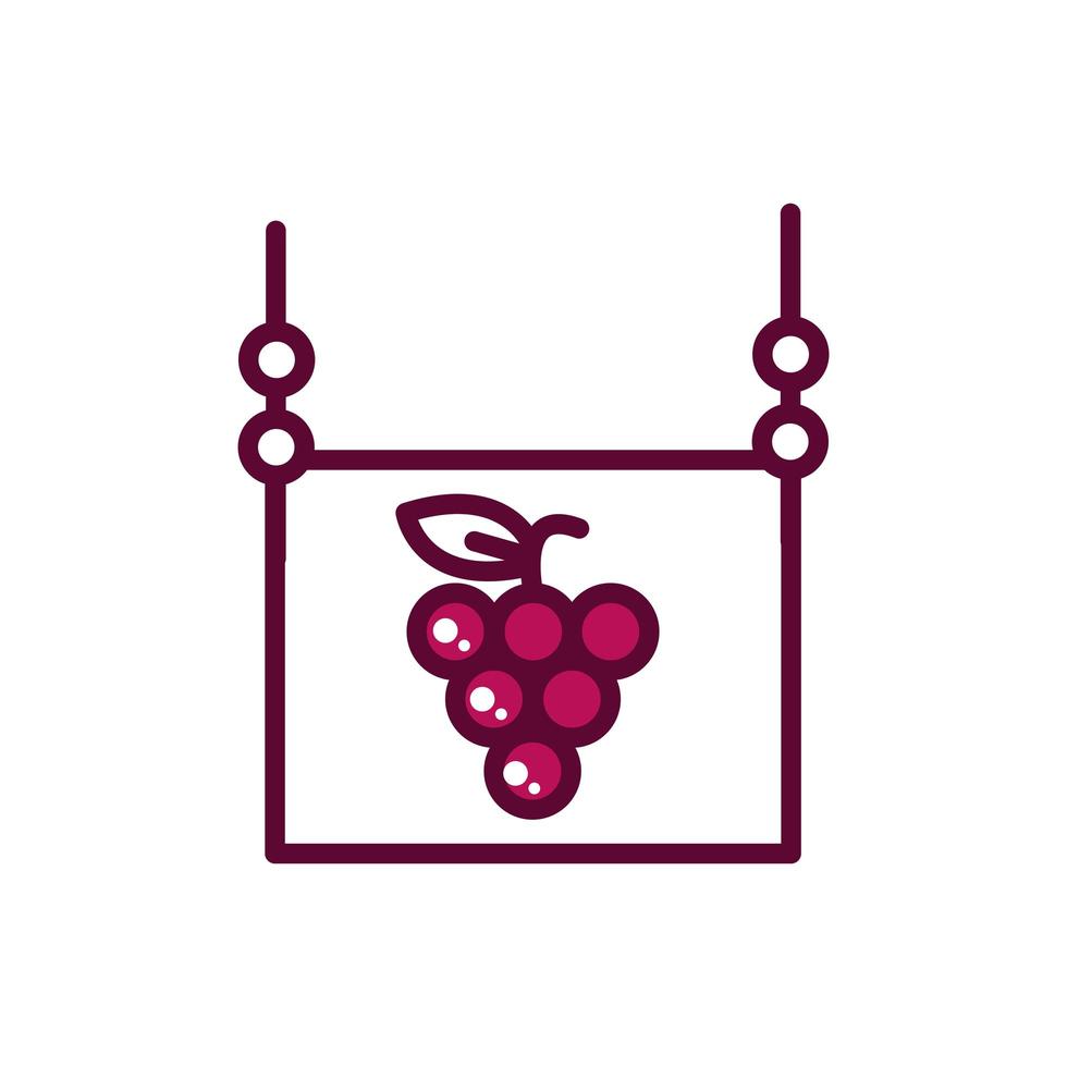 hanging wine board grapes celebration drink beverage icon line and filled vector