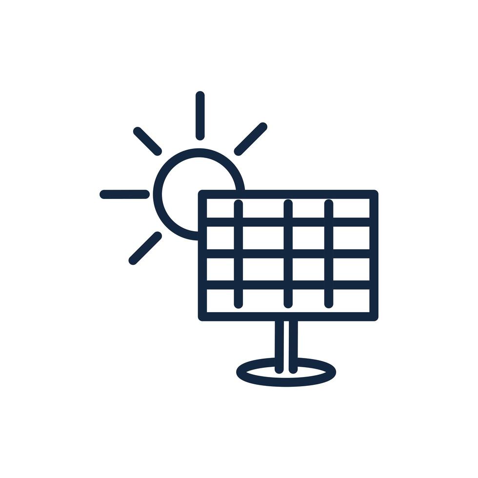 panel solar sol energía ecología medio ambiente icono lineal vector