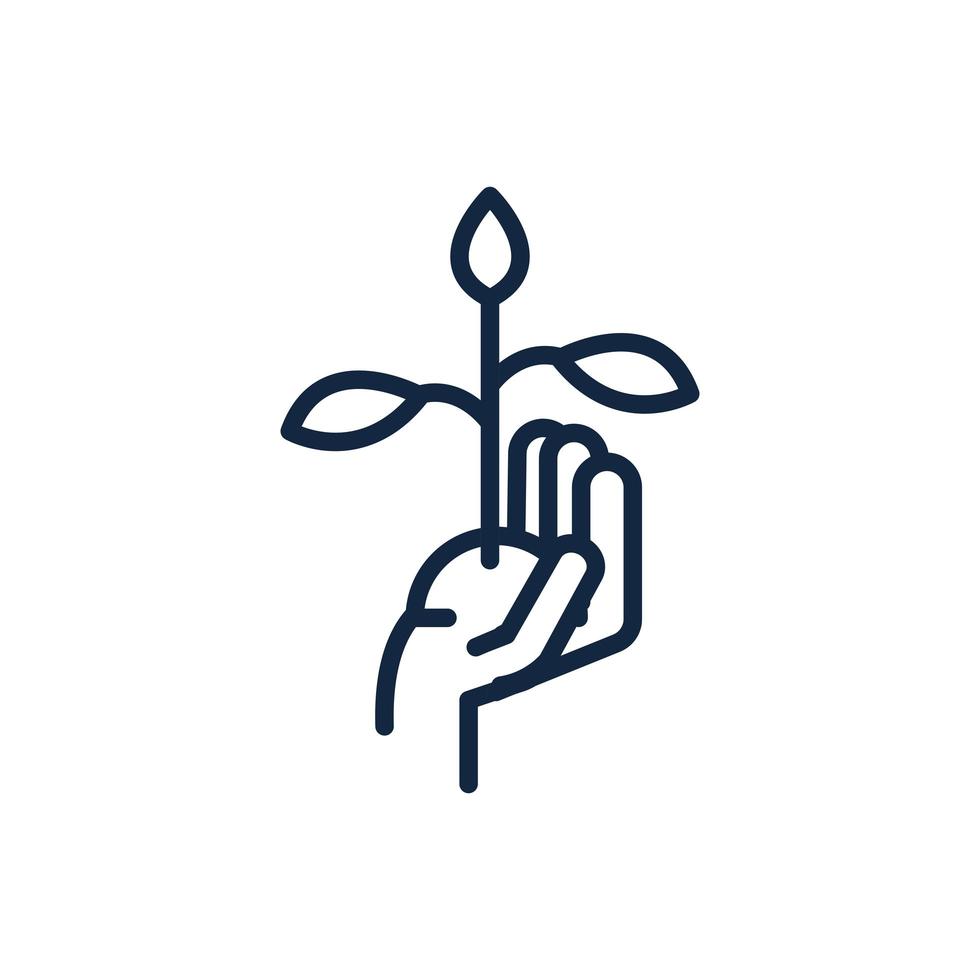 hand with plant ecology environment icon linear vector