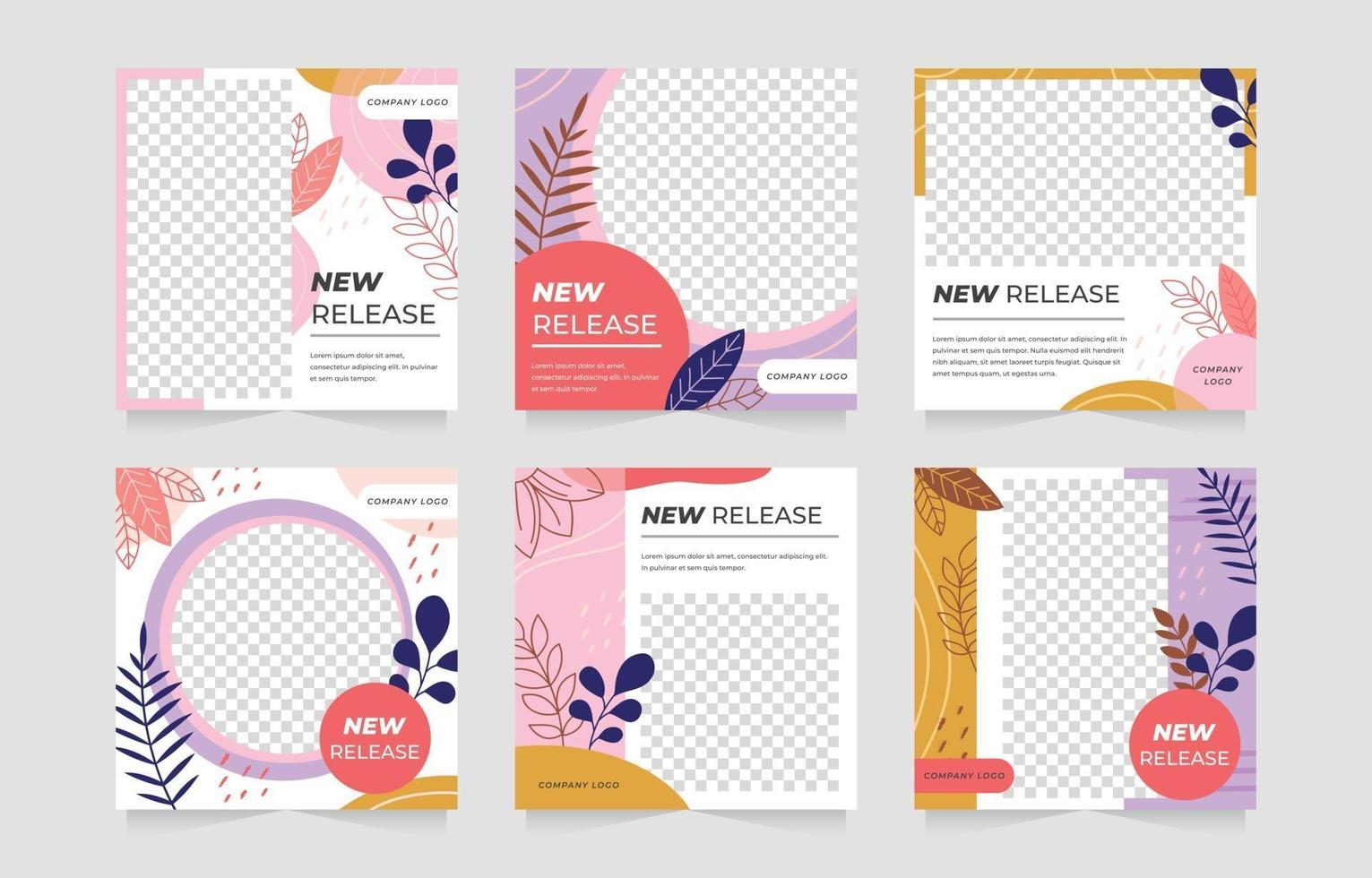 Abstract Floral Social Media Template vector