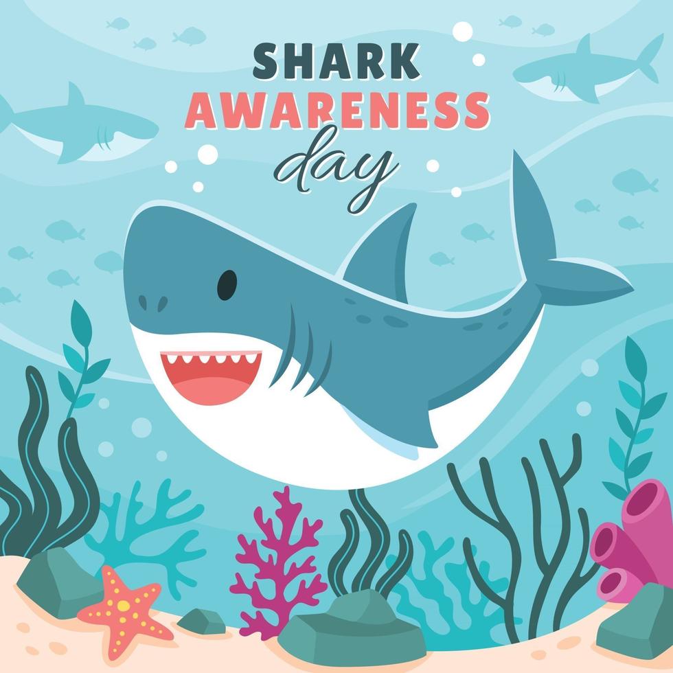 Shark Awareness Day Campaign 2509664 Vector Art at Vecteezy