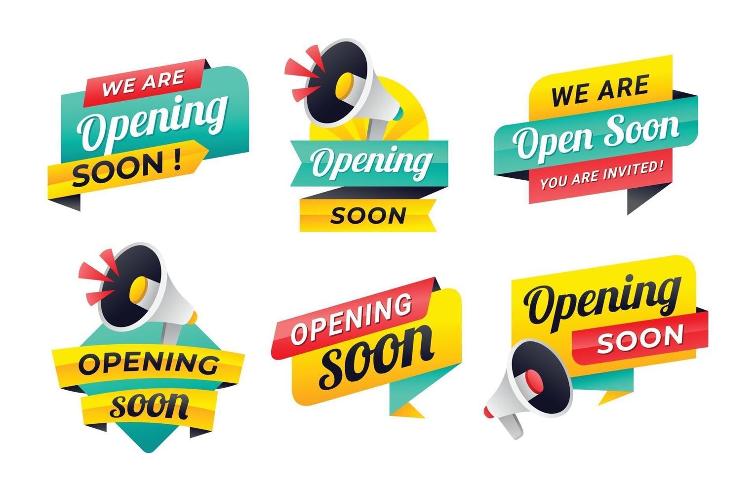 Colourful Opening Soon Banner Sticker vector