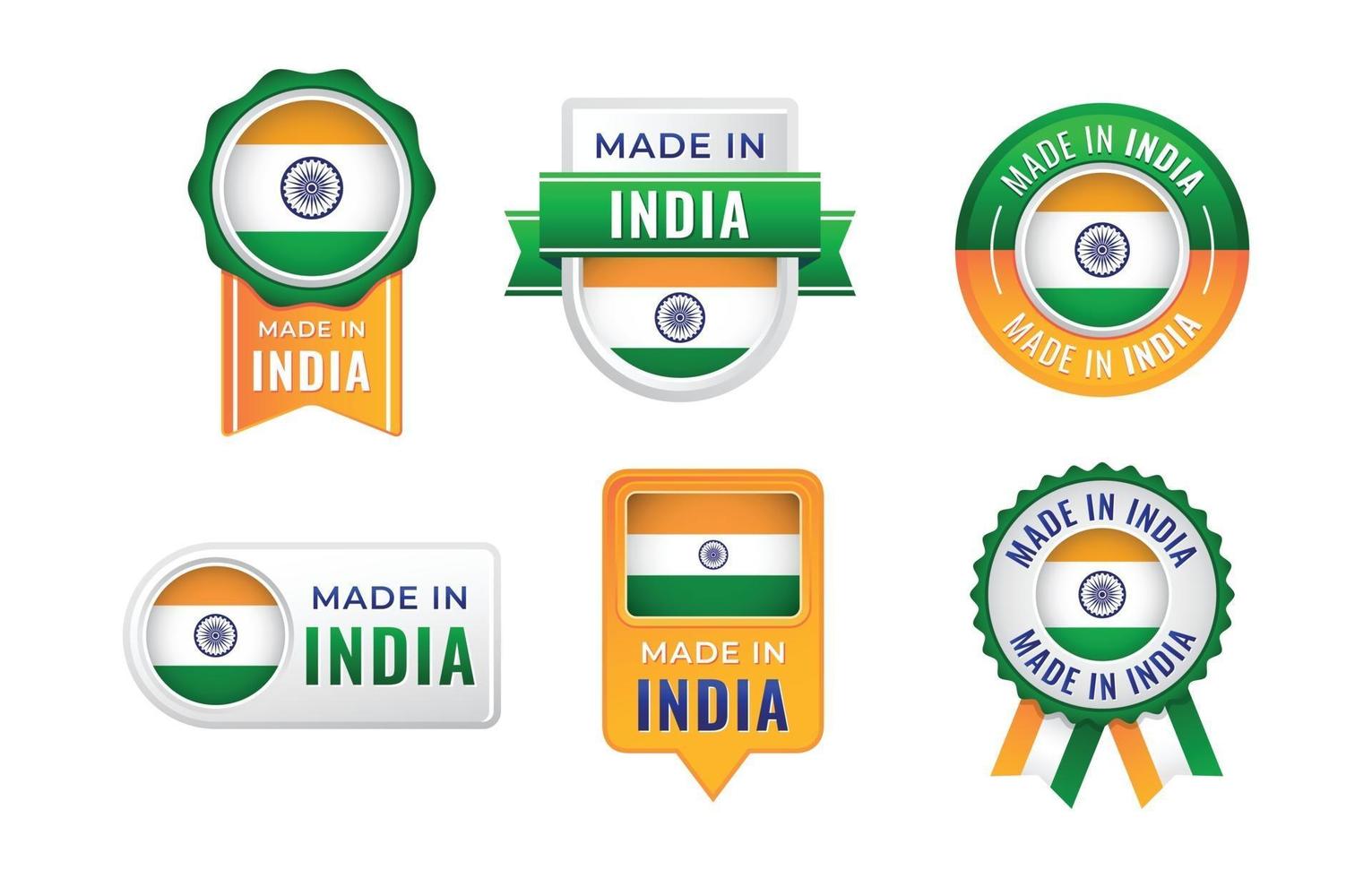 hecho en insignias de la india vector