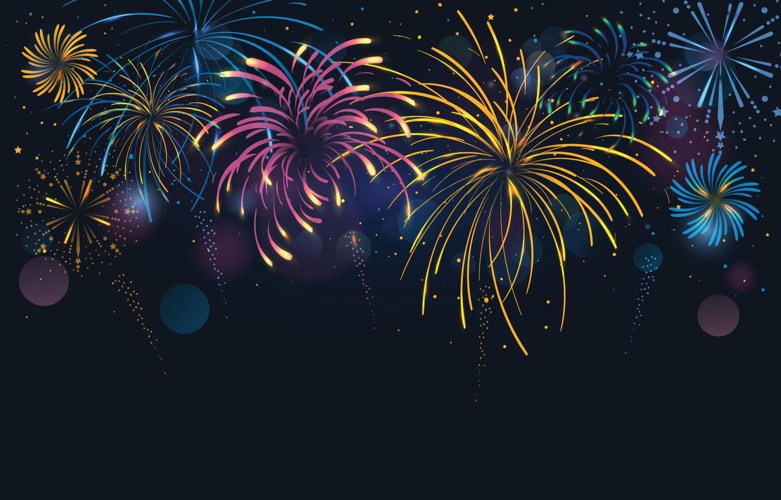 The Splendor of Fireworks at Night Background vector