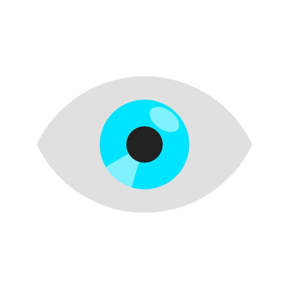 Ilustración de vector de diseño de estilo plano de ojo aislado en signo de icono de fondo blanco